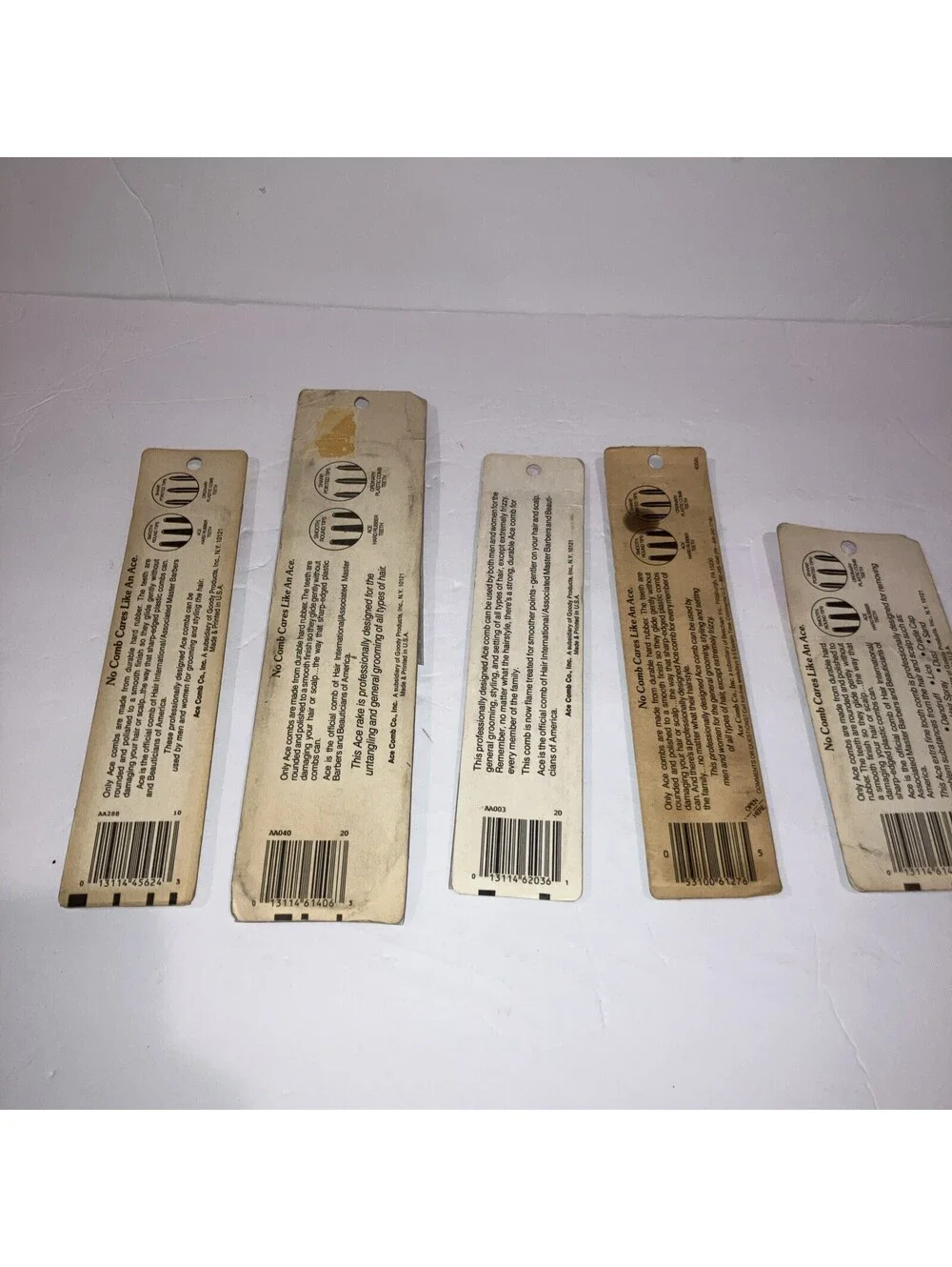 Lot Of 5 Vintage Genuine Ace Hard Rubber Mix Combs OLD NEW STOCK “RARE” 💈 💈